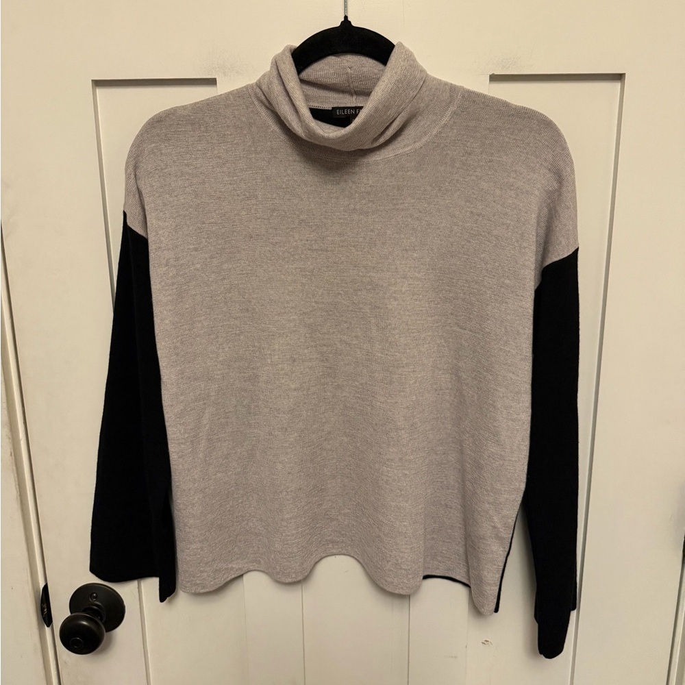 EILEEN FISHER MERINO WOOL TURTLENECK BOX CARDIGAN SWEATER XXS - Picture 5 of 10